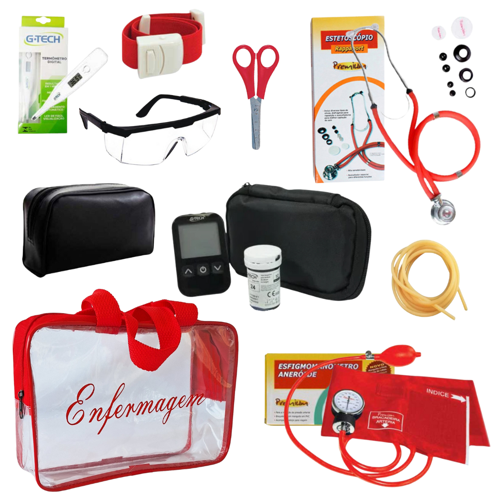 Kit Completo da Enfermagem com Bolsa Transparente Para Estágio