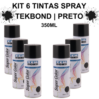 KIT 6 Unidades de Tinta Spray | Preto Fosco 350ml | TEKBOND em Oferta na Shopee