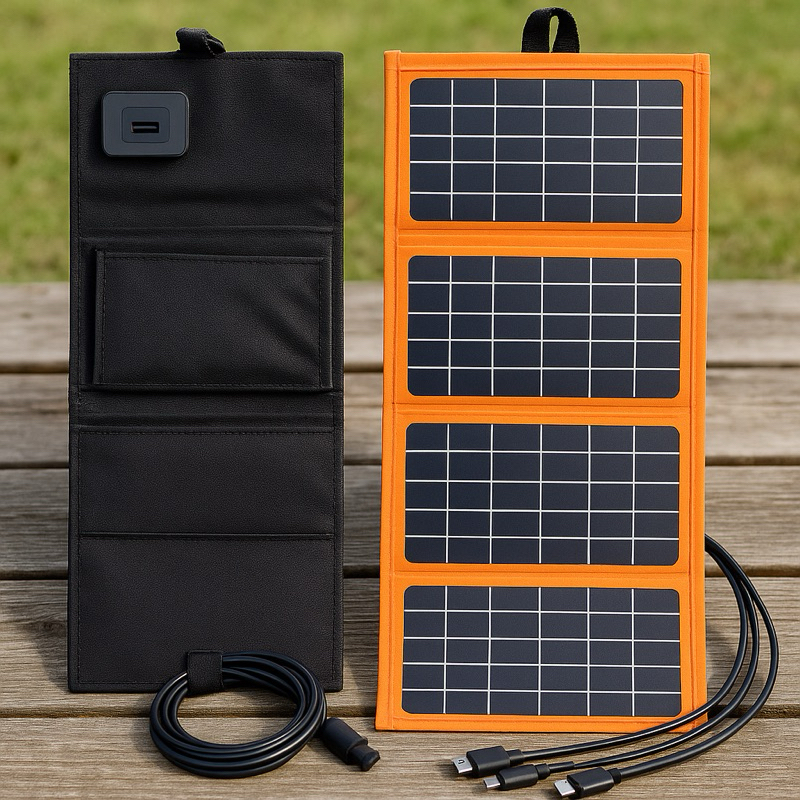 Power Bank Painel Solar Portátil Carregador Usb  Celular 10W Carteira Dobravel com Cabo Variado