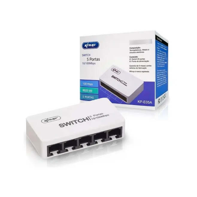 Hub Switch 5 Portas 10/100 Mbps Kp-e05a Knup