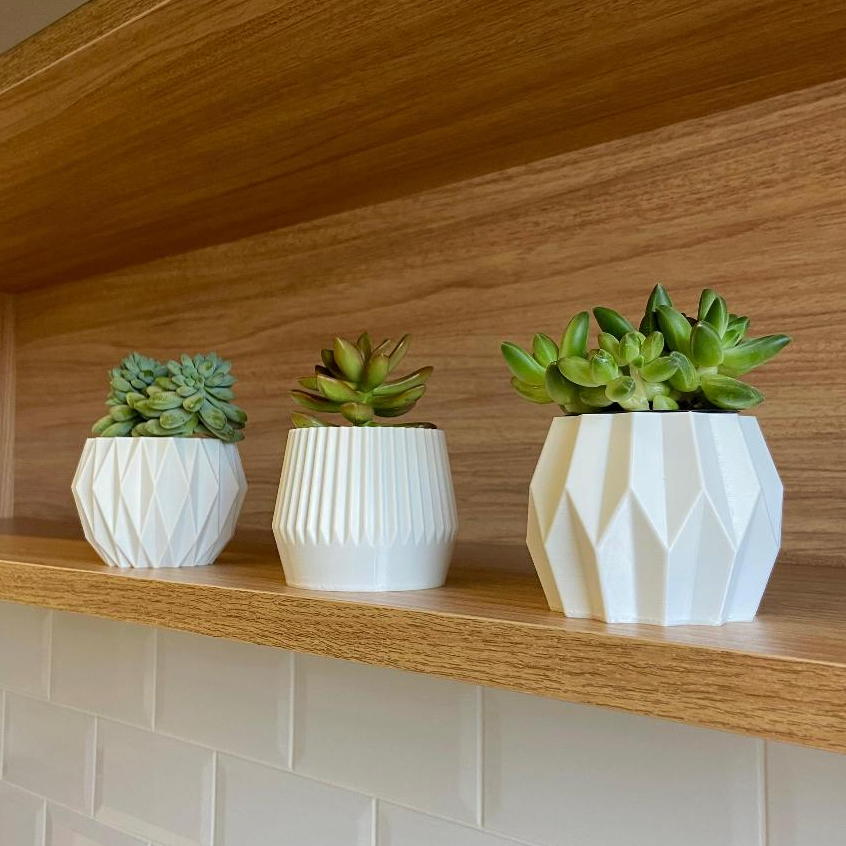 Trio Mini Vaso Cachepot Para Suculentas e Cactos Decoração
