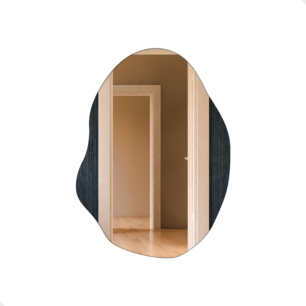 Espelho Orgânico Decorativo 60x40 Lapidado Com Suporte Ondulado Moderno Para Sala Banheiro Quarto em Oferta na Shopee