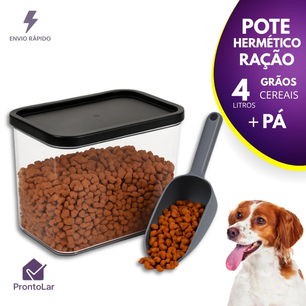 Pote Para Ração 4 Litros Hermético + Pá Medidora 200 ml em Oferta na Shopee