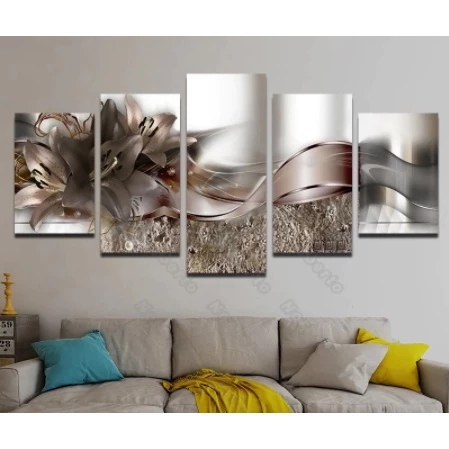 Quadro Decorativo Flores Marrom Mosaico 4K Natureza Jardim Ramos Folhagem Elegância Ramos