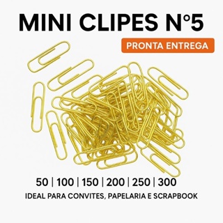 Mini Clips Dourado Nº 5 - Clipes de Papel para Convites - Lembrancinhas - Casamento e 15 Anos em Oferta na Shopee