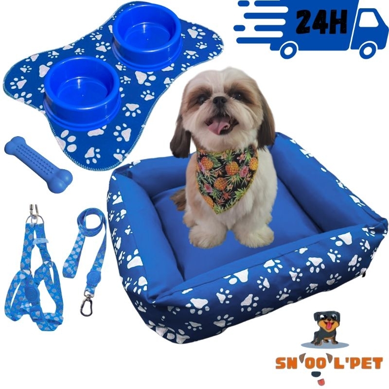 Kit Para Cachorro Super Premium Pequeno Cama Pet Comedouro Para Cães em Oferta na Shopee