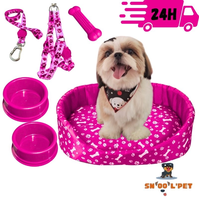 Kit Para Cachorro Luxuoso Pequeno Cama Pet Comedouro Para Cachorro em Oferta na Shopee