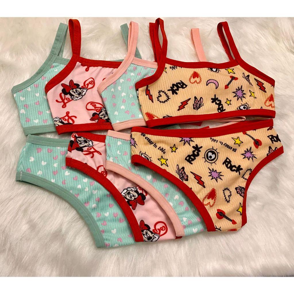 Kit 3 Conjuntos Infantil Menina Moça Top e Calcinha - Suede Estampado (1 a 12 anos) em Oferta na Shopee