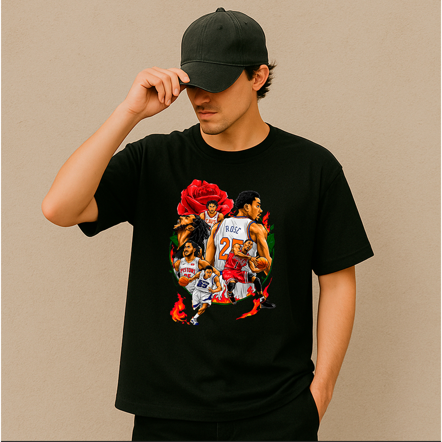 Camisa Camiseta Basica de basquete streetwear Rose chicago estilosa tshirt em algodao unissex