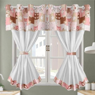 Cortina para Cozinha com Bandô estampado 2,60 x 1.40 Janela em Oferta na Shopee