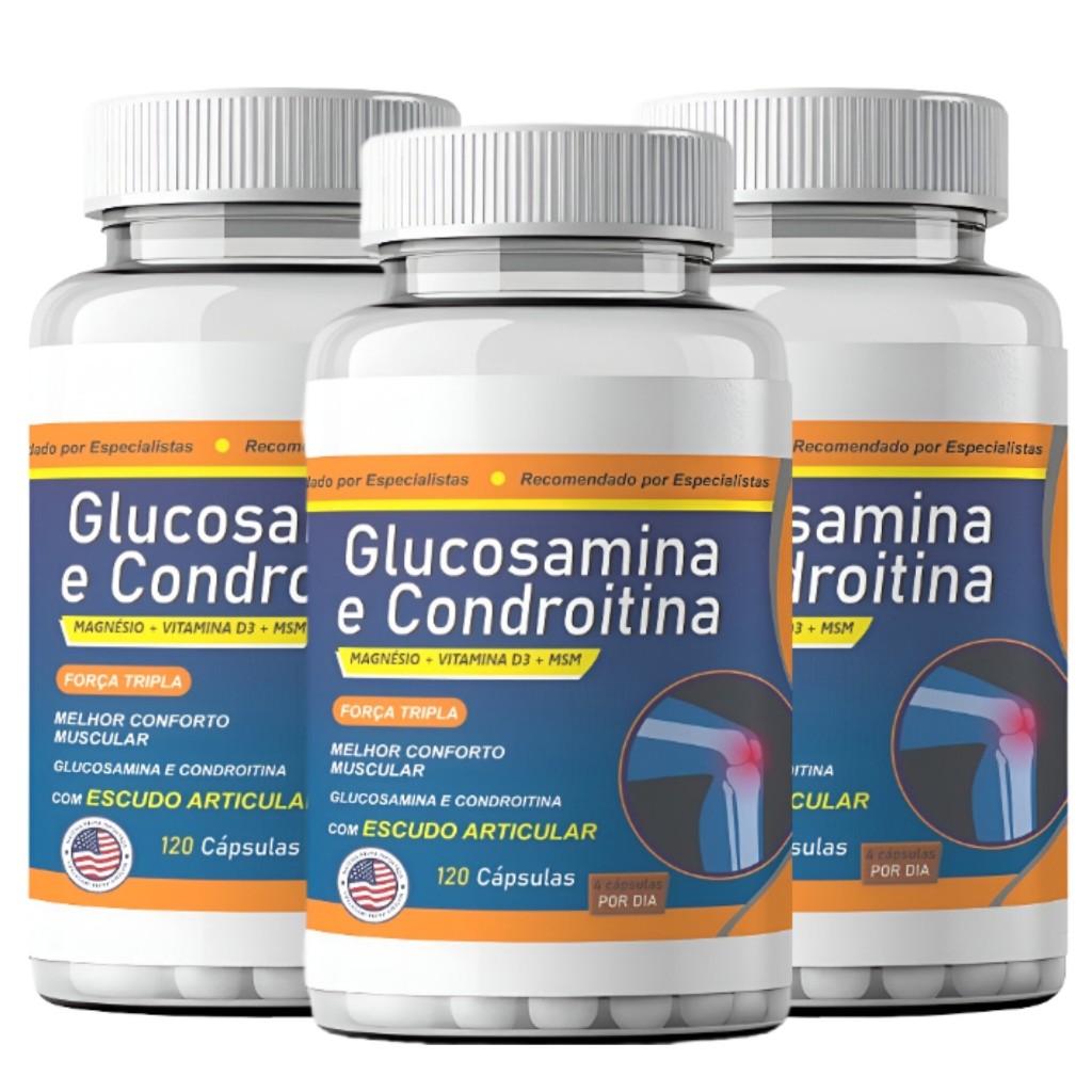 3 Glucosamina E Condroitina C/ Msm + Vitamina D3  360 Capsulas
