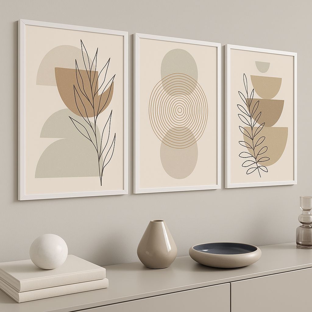 Quadro Decorativo 3 Peças Moderno Trio Abstrato Geométrico Luxo Sala Quarto Escritório em Oferta na Shopee