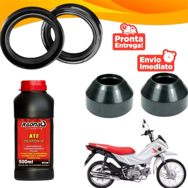 Retentor Bengala + Guarda Pó + Óleo Atf Pop100 07/15 Pop110