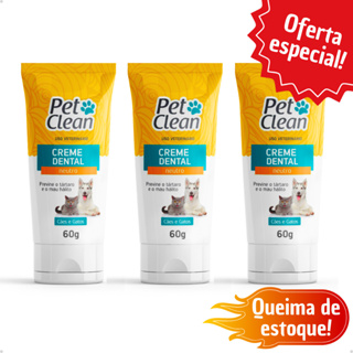 Kit com 1 ou 3 ou 5 Creme Dental Pasta de Dente para Cachorro e Gato Pet Shop Pet Clean Neutro 60g em Oferta na Shopee