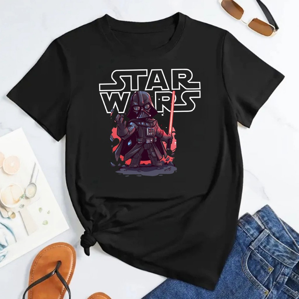 Camisa Slim Tradicional Basica Algodão Star Wars Darth Vader Chibi Sith Imperio Força Exclusivo