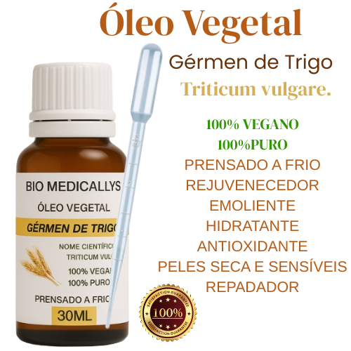 Óleo Vegetal Gérmen de Trigo (TRITICUM VULGARE) Elixir da Juventude 100% Puro 30ml + Pipeta Dosadora (2PEÇAS) em Oferta na Shopee