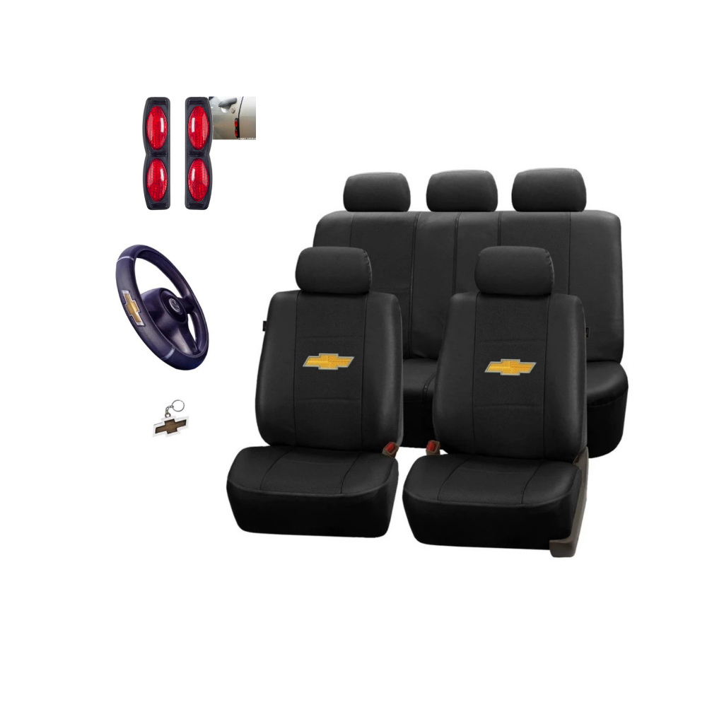 Capa De Banco De Couro Automotivos Carros Chevrolet Corsa Celta Prisma Onix Classic + Capa de volante Personalisada