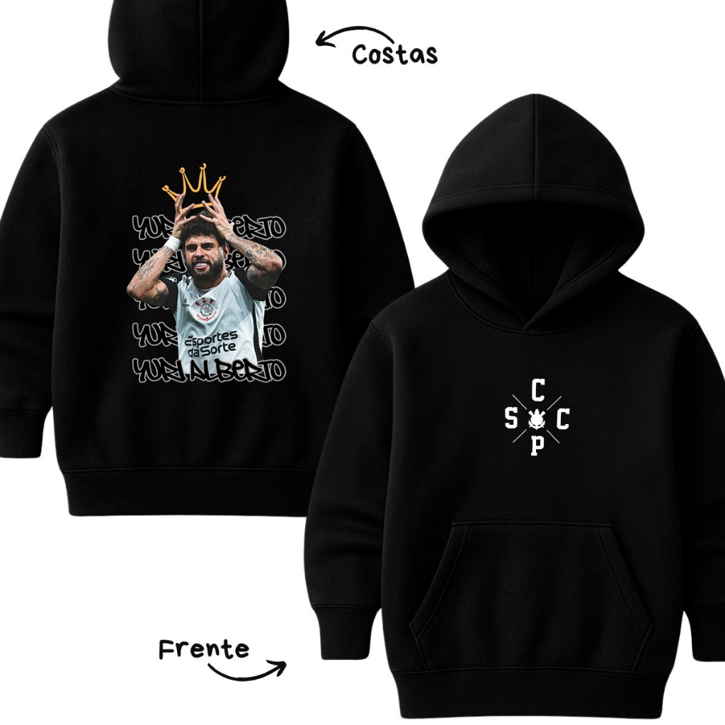 Agasalho Canguru Corinthians Yuri Alberto Moletom Timão Yuri Alberto Infantil Blusa Unissex Menino Menina em Oferta na Shopee
