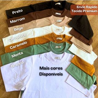 T-Shirt Estilosa Gola Alta Blusa Feminina 100% Algodão Camiseta Basica Lisa em Oferta na Shopee