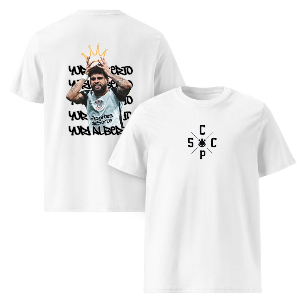 Camisa Yuri Alberto Corinthians Camiseta Timão Yuri Alberto Blusa 100% Algodão Premium Infantil Unissex Menino Menina