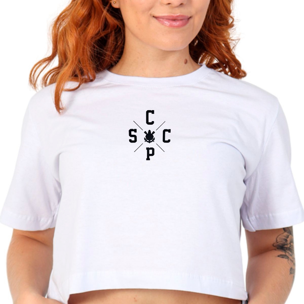 Cropped T-Shirt Corinthians Yuri Alberto Cropped Timão Yuri Alberto 100% Algodão Premium Adulto Feminino