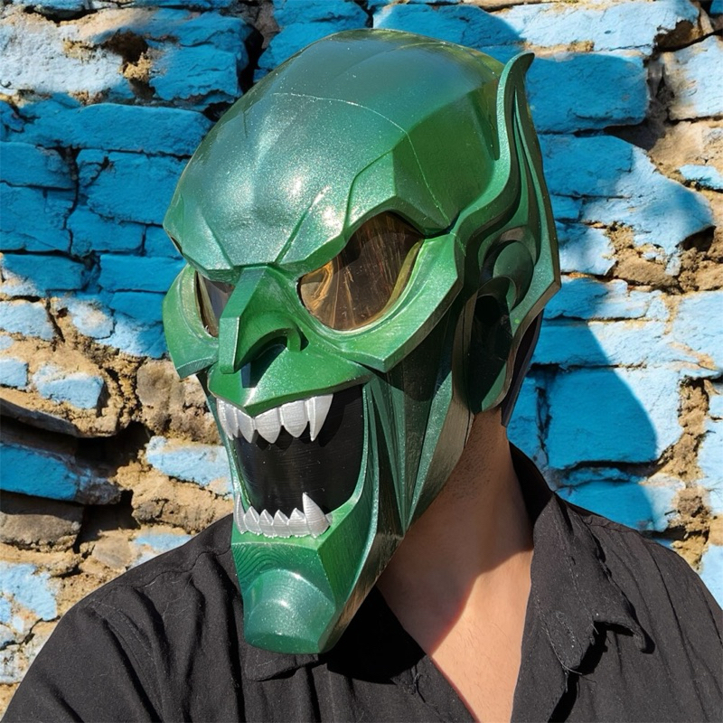 Capacete máscara duende verde green goblin impressão 3d cosplay coleção marvel homem aranha