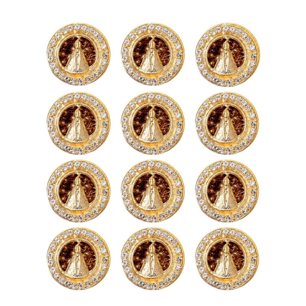 12 (DOZE) unidades do Terço de pescoço de Nossa Senhora Aparecida DOURADO - RELICÁRIO + porta terço