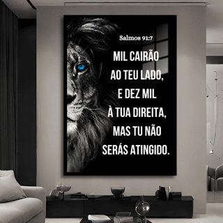 Quadro Decorativo Religioso Leão de Judá Salmos 91 Bíblia Fé Sala Quarto em Oferta na Shopee