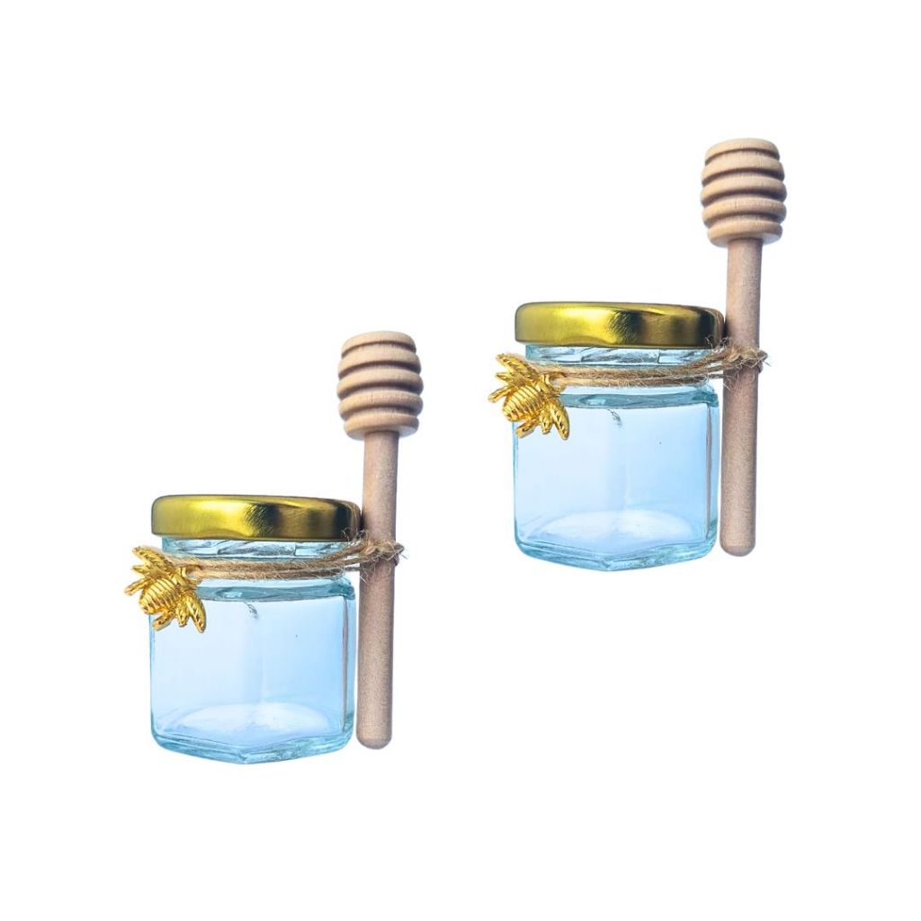 30 Mini Pote de Vidro 40ml Com pega mel e pingente