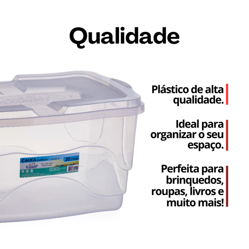 Kit 6 Caixas Organizadoras 20L Transparentes de Plástico para Brinquedos — foto 3