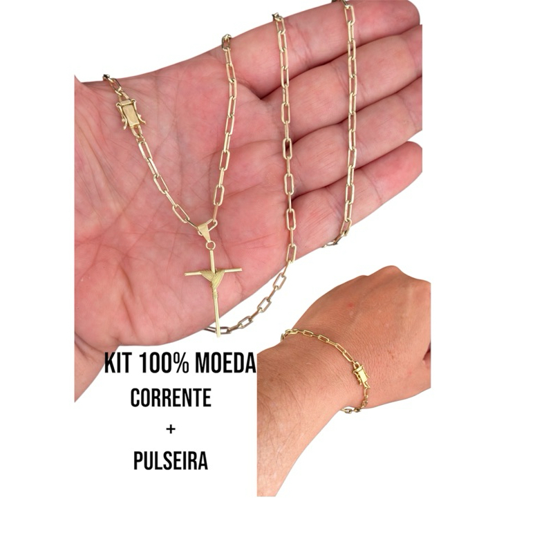 Detalhes do corrente  cordão masculina com pulseira e pingente cruz moeda antiga