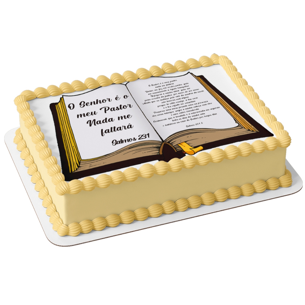 Bíblia aberta papel arroz comestível para bolo 20 x 30 cm salmo 23 em Oferta na Shopee