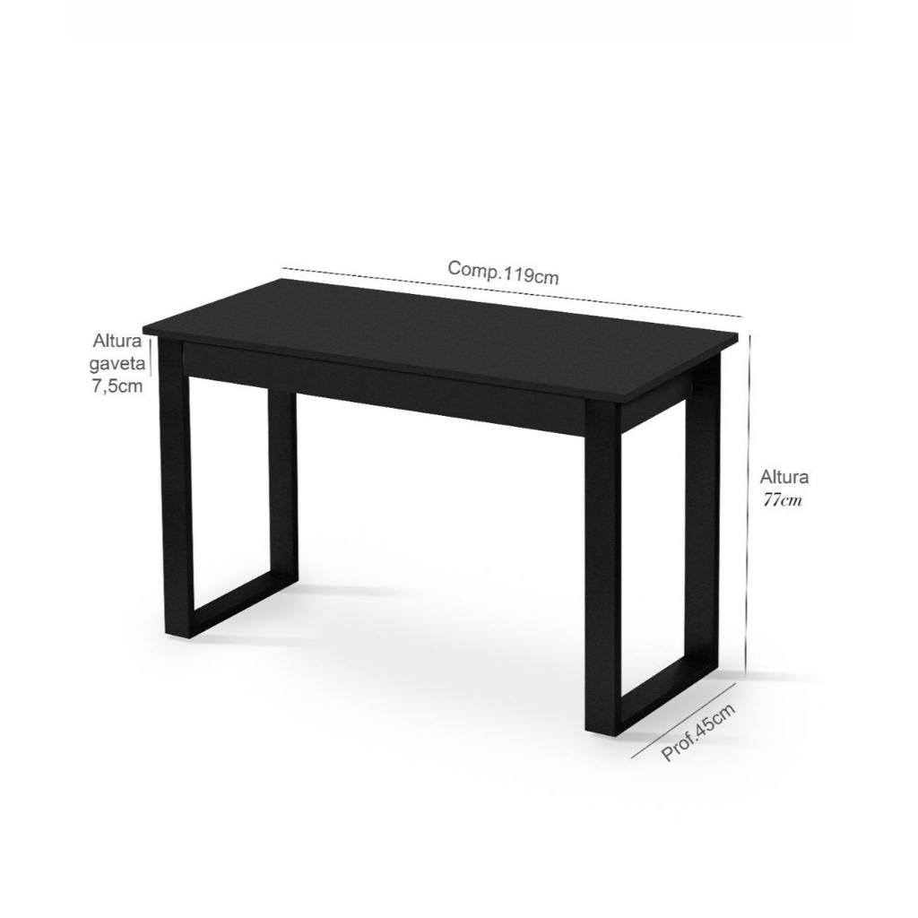 Mesa Escrivaninha Em Madeira Para Escritório Estilo Industrial Com Gaveta Cor Preto Casa Lustre