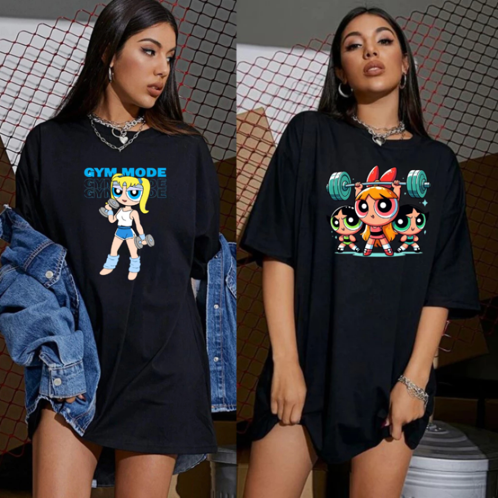 Kit 2 Camisetas Estampadas Meninas Super Poderosas Algodão Preta Treino Academia Cross Envio Imediato Qualidde Premium