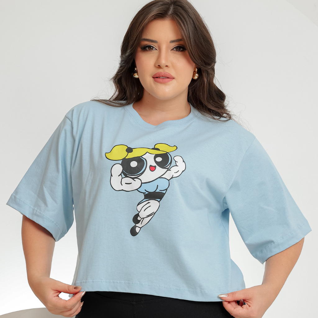 Cropped Camiseta Feminina Oversized Estamapada