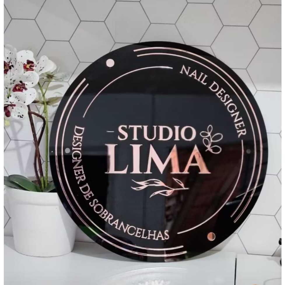 Logo Letreiro em Acrílico Personalizado Espelhado Redondo em Oferta na Shopee