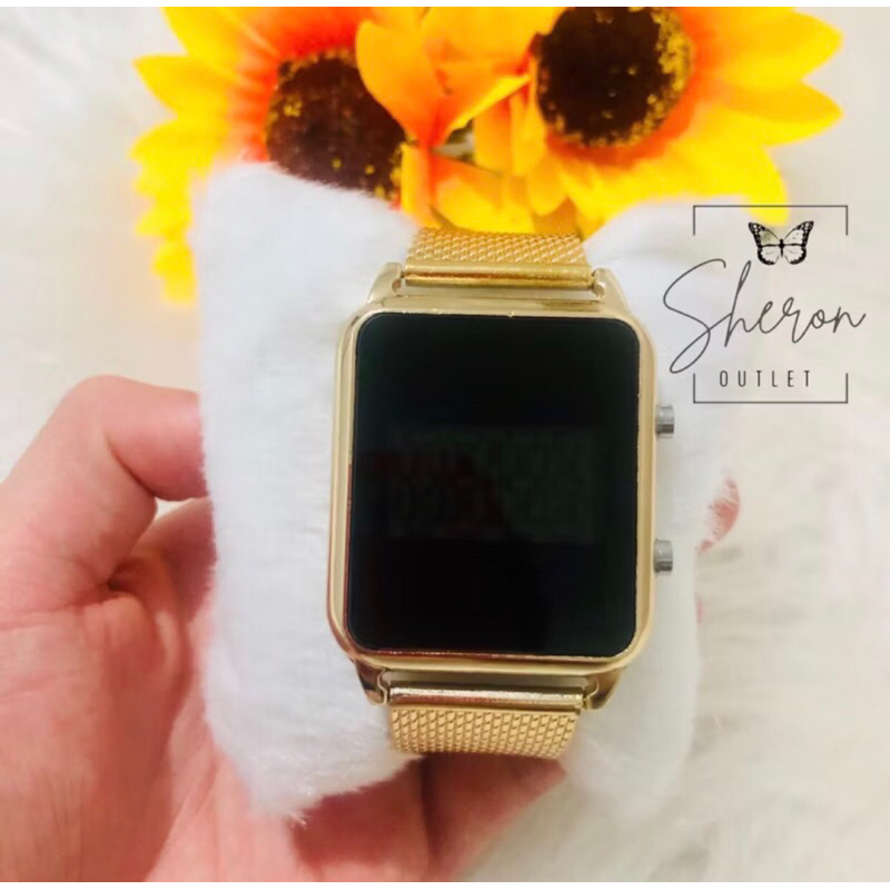 Relógio Feminino Digital Led watch Estiloso Váriadas cores Dourado Rose Preto Prata