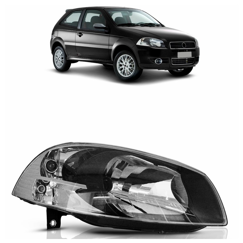 Farol Dianteiro Palio G4 2008 2009 Máscara Negra Lente Lisa Acrilica em Oferta na Shopee