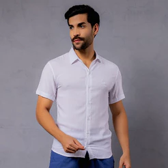 Camisa Linho Masculina Manga Curta Slim Masculino