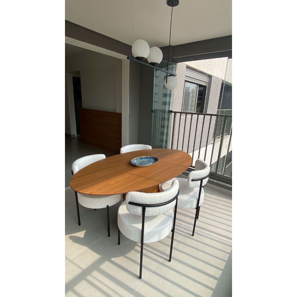 Cadeiras de Jantar Kit 2 un. Aço e Bouclé Branco