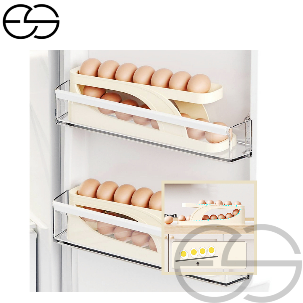Porta Ovos Suporte 2 Andares Rolante Para 15 Ovo Dispenser Armazenamento Organizador de Geladeira ES