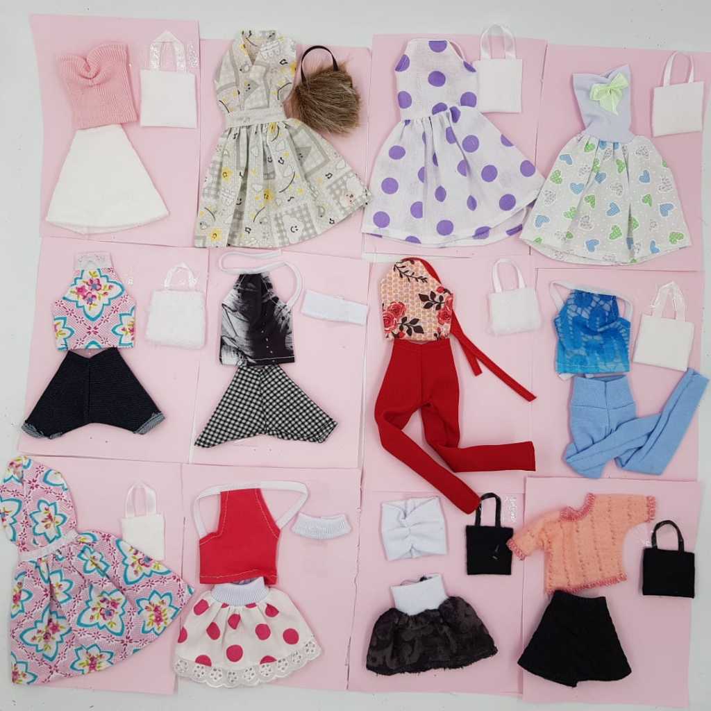 kit 5 vestidos macacão para boneca barb - roupas da barb sortidas em Oferta na Shopee