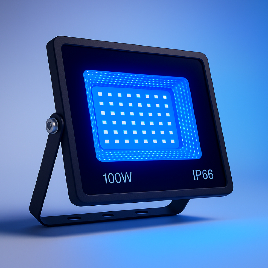 Kit 5 Refletor 100w Led Azul Bivolt ip66 Holofote Decoração DJ Neon Fachada Festa Iluminação de LED