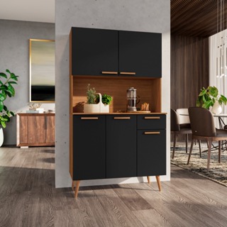 Ármario Balcão Kit Cozinha Compacta 5 Portas 1 Gaveta Melissa Shark Móveis Pés Retro em Oferta na Shopee