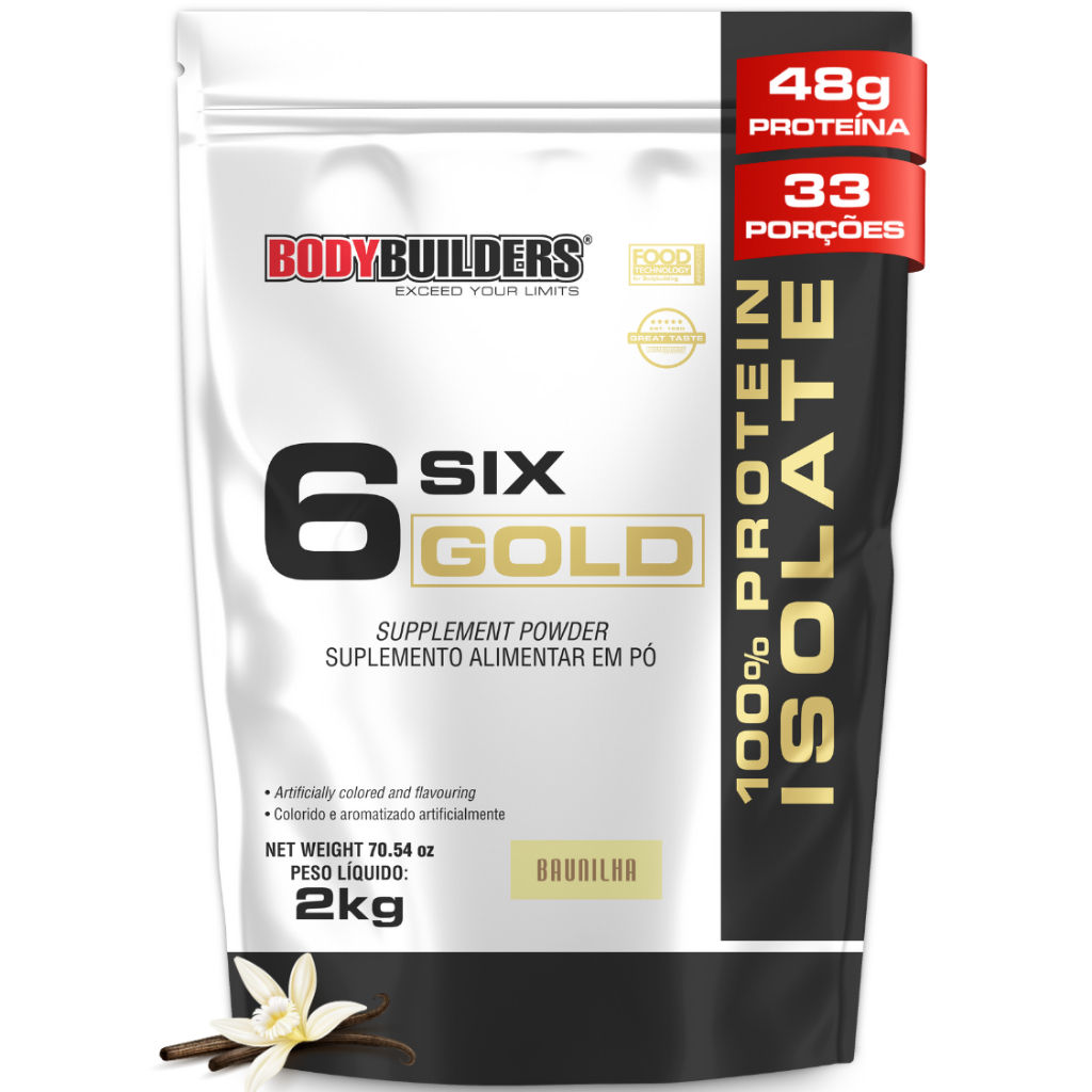 Whey Protein Isolado Six Gold 100% Protein Isolate 2kg - Bodybuilders em Oferta na Shopee