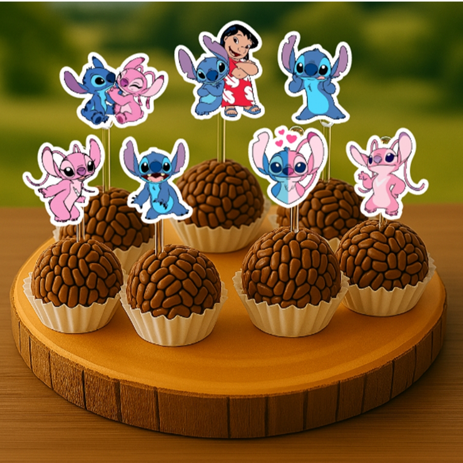 30 ou 50 Tags Toppers P/ Docinho Doces Stitch, topper lilo e stitch, lembrancinha stitch, stitch e angel