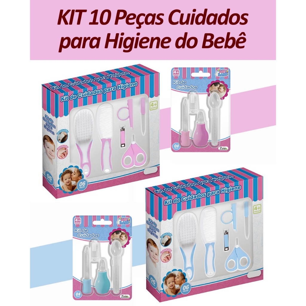 Kit Higiene Kit Cuidados do Bebê 10 Peças Kit Recém Nascido Tesoura Cortador Lixa Unha Pente Escova