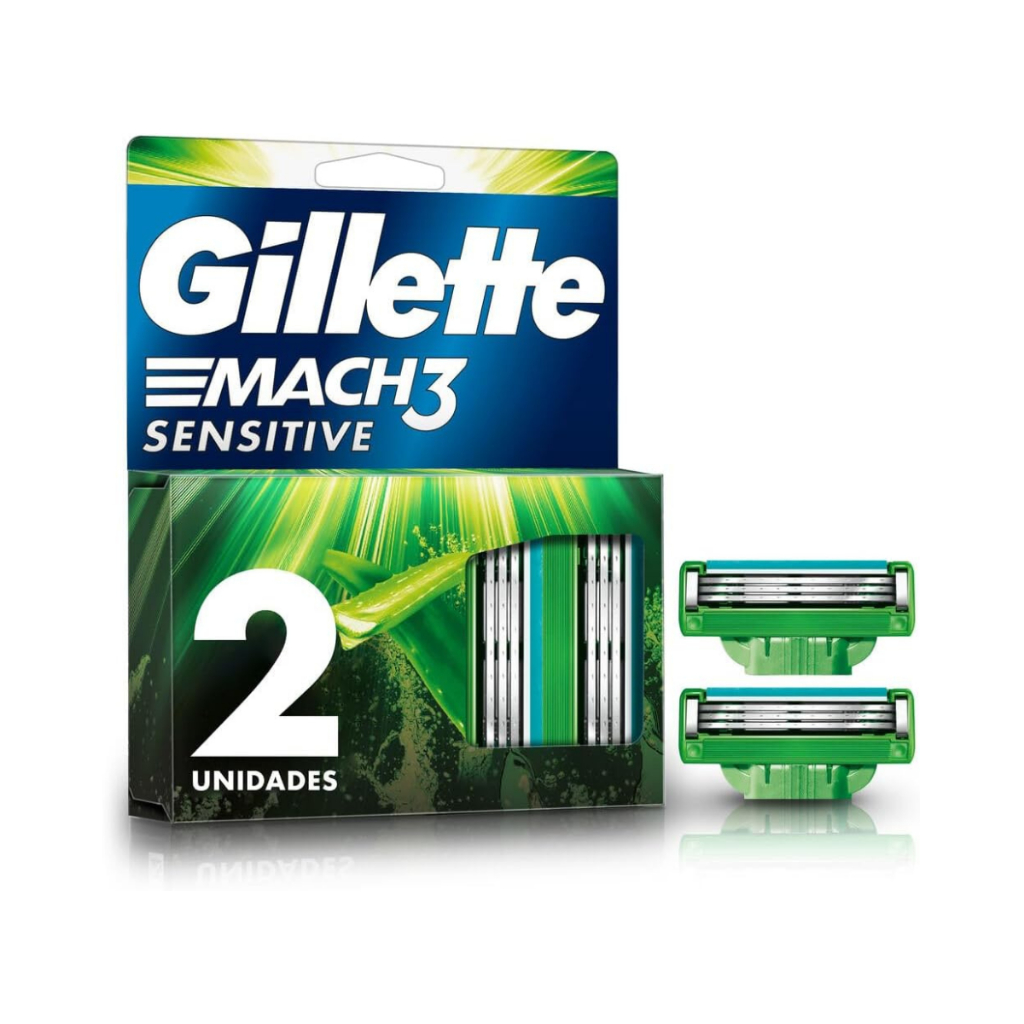 Carga Gillette Mach3 Sensitive com 2 Cartuchos em Oferta na Shopee