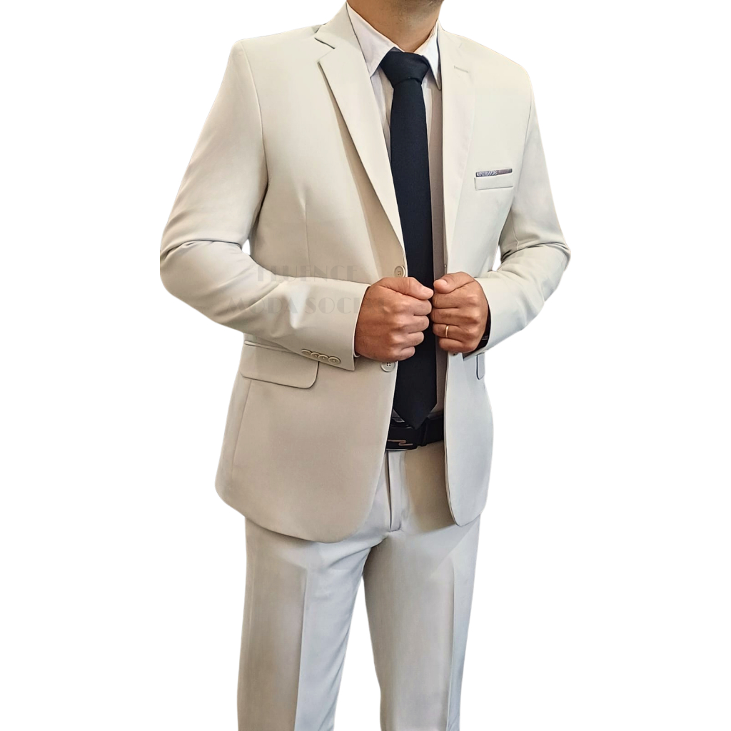 Terno Social Masculino Slim De Luxo Microfibra Bege - Cores