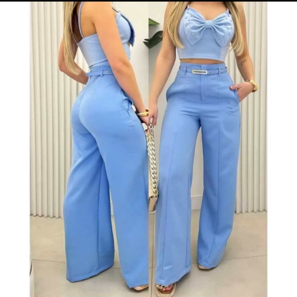 CALÇA PANTALONA SOCIAL em tecido alfaiataria Com zíper no meio luxo e elegância tendencia 2025 em Oferta na Shopee